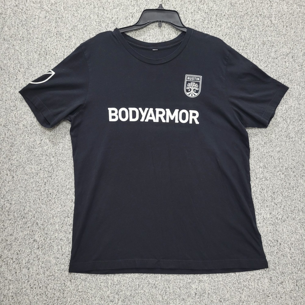 Austin FC MLS Bodyarmor Soccer T-Shirt Mens Black Short Sleeve Crew Neck Size L